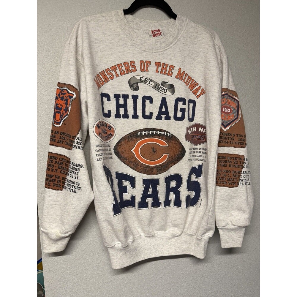 Vintage Chicago Bears Sweatshirt Crewneck Large MADE USA Long Gone VTG 1990s